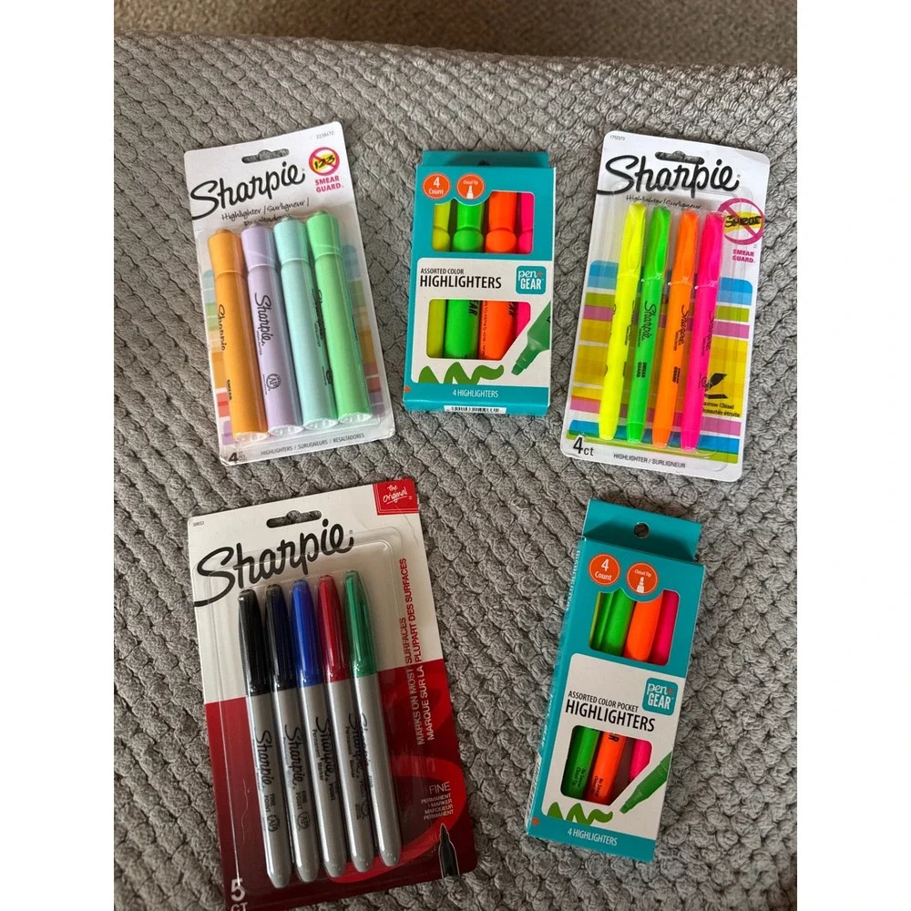 Sharpie and Pen+Gear Highlighter and Permanent Marker Bundle 5 Packs Total